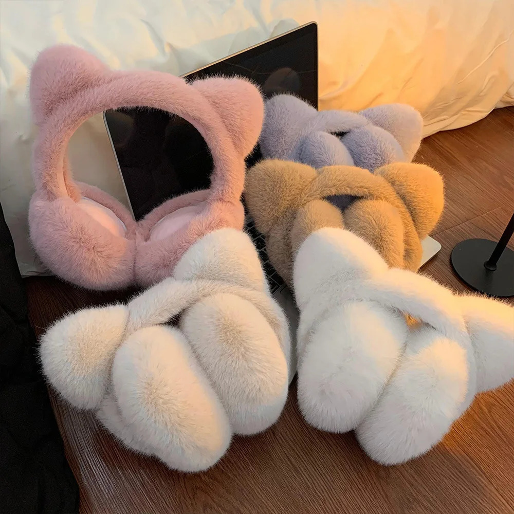 Cute Cats Ears Ear Covers Go Out Ears Warm Cold Proof Earmuffs Plush Thick Foldable Ear Covers Autumn Accessories 4e010 250930