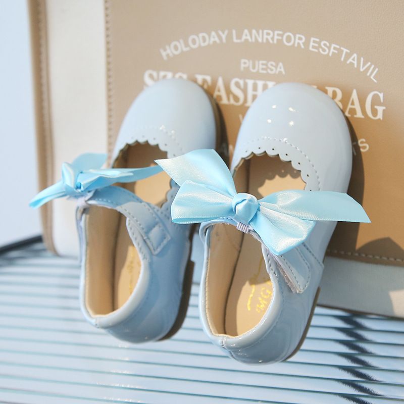 Girls Shoes Toddler Infants Leather Shoes Children's Flats With Ribbon Bow-knot PU Patent Leather Kidszworld Kids Princess Shoes size 15 - 30 K06