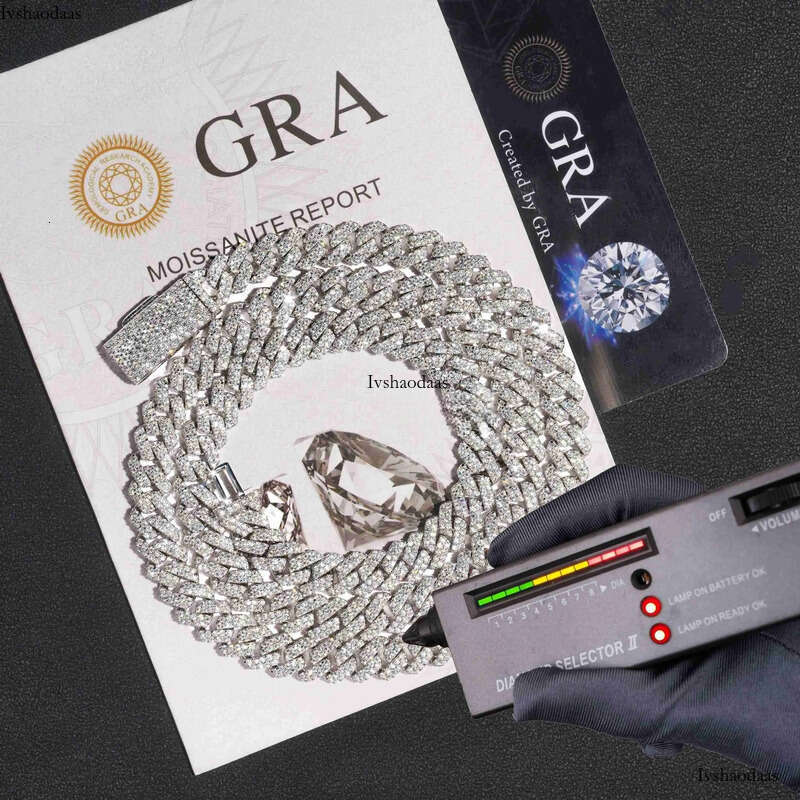 Hot Sale Hip Hop Jewelry 8MM Thin Necklace Bracelet Sterling Sier Moissanite Iced Out Cuban Link Chain