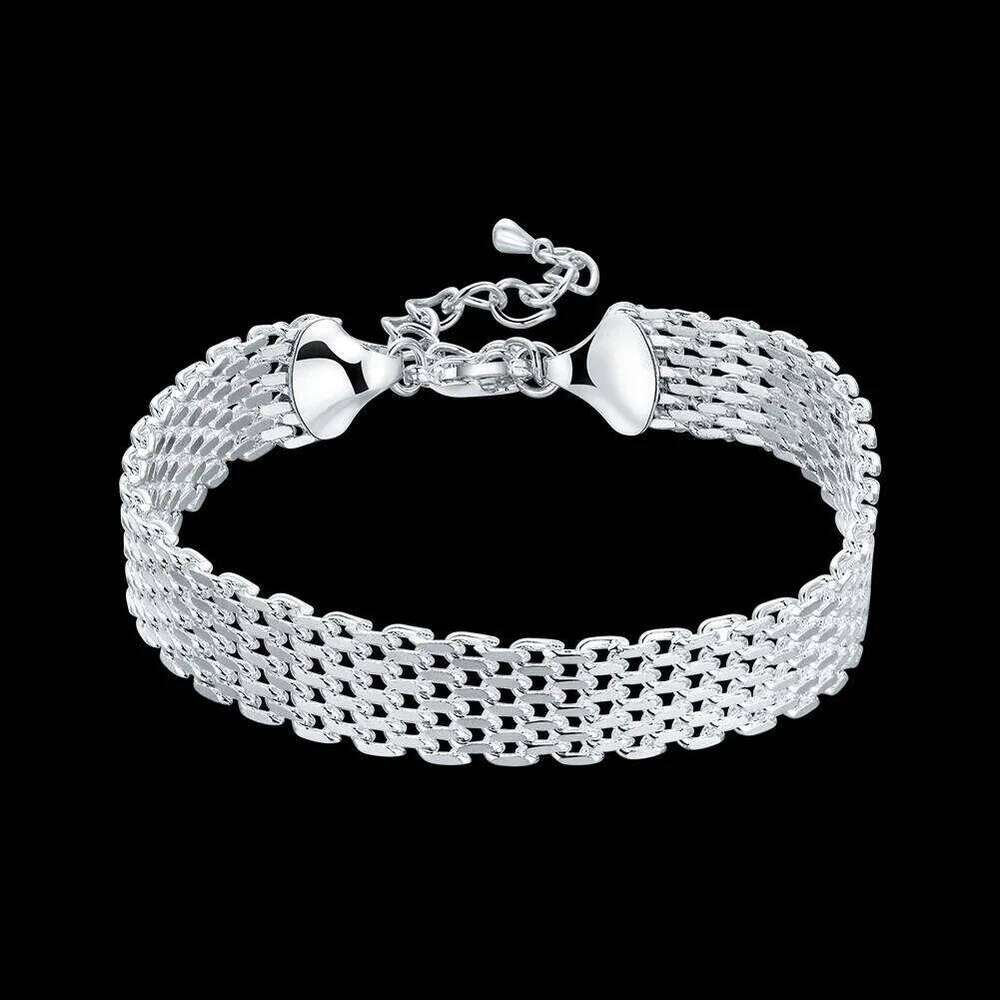 Hot new sterling sier Bracelets for women Exquisite fashion weaving chain Wedding party Christmas gifts Jewelry