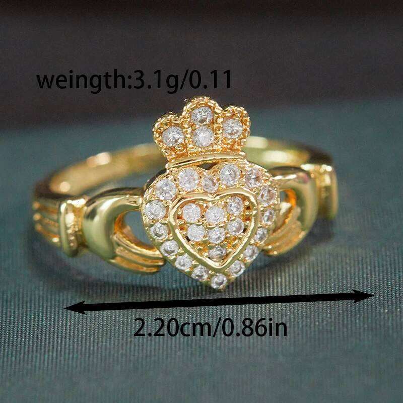 Creative Heart Crown Shape Women's Fashion Set Shiny Zirconia Engagement Party Ring Jewellery Romantic Valentine's Day Gift