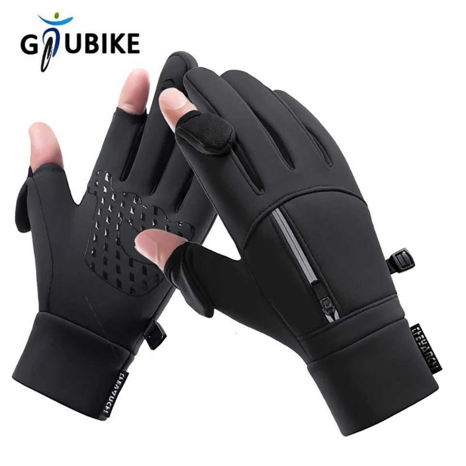 GTUBIKE Winter Fishing Gloves 2 Fingers Flipped Waterproof Winter Gloves Windproof Photography Men and Women Warm Fishing Tools Z250925