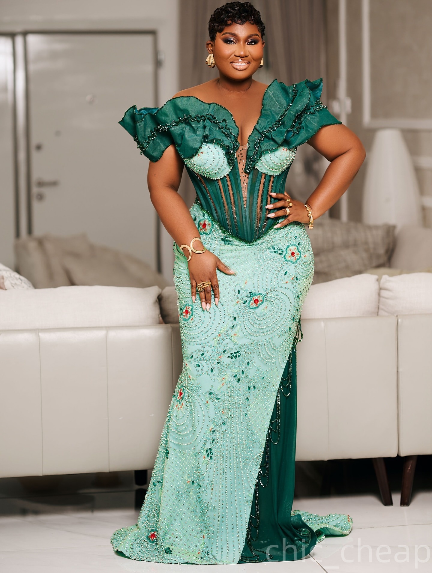 Mermaid Mint Prom Dresses 2025 Beaded Crystals Beadings Evening Formal Party Second Birthday Engagement Gowns Plus Size Dress For Special Occasions
