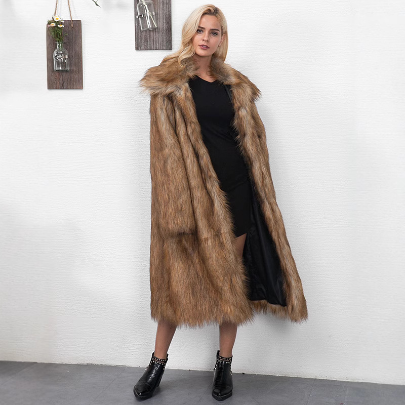 Winter Women Faux Fox Fur Long Coat Thick Full Sleeve Fluffy Luxury Fur Jacket Elegant Mujer Bontjas Warm Furry Shaggy Outerwear