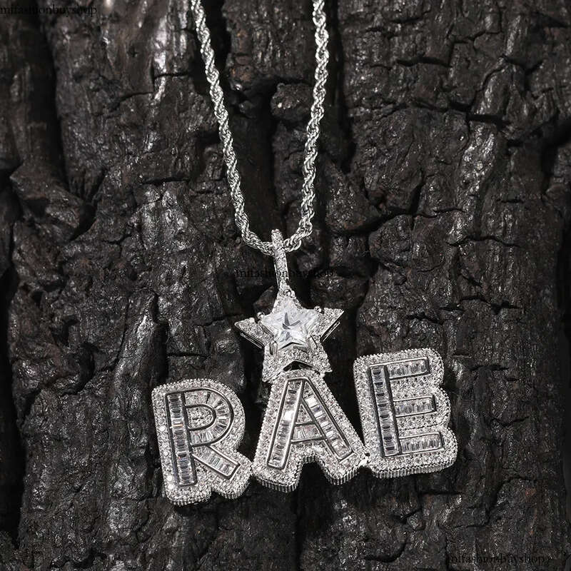DIY Custom A-Z Name Letters Pendant Necklace 5A T Zircon Women Men Jewelry Gift