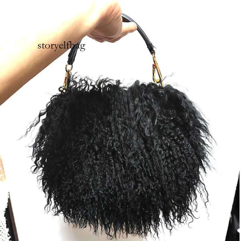 Soft Real Fur wool Chain Shoulder for Women Designer Purses and Handbags Women's Party Clutch Crossbody Bag High Quality