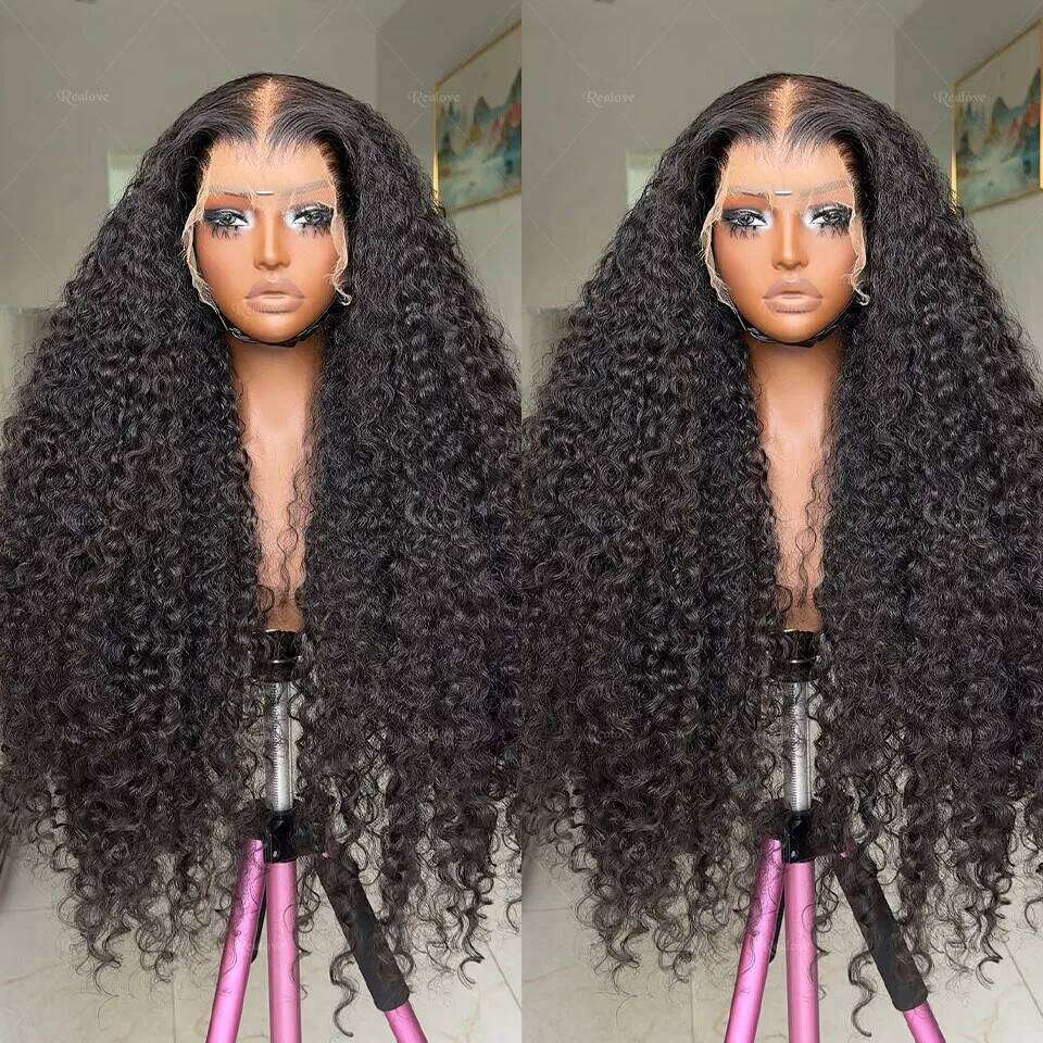 38 40Inch 15A Raw 250% Deep Curly Human Hair 13X4 HD Frontal Wig Full Cuticle Water Wave Lace Front Glueless Wigs Xiusiyuan2510