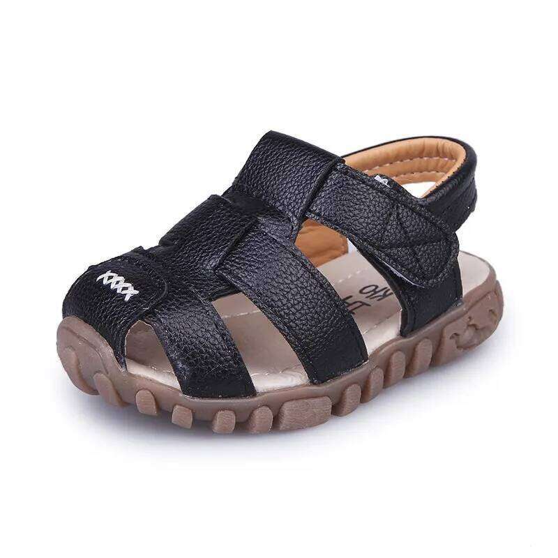 2020 Kids Beach for Boys New Summer Baby Boy Soft Leather Bottom Non-Slip Closed Toe Safty Shoes Children Sandals