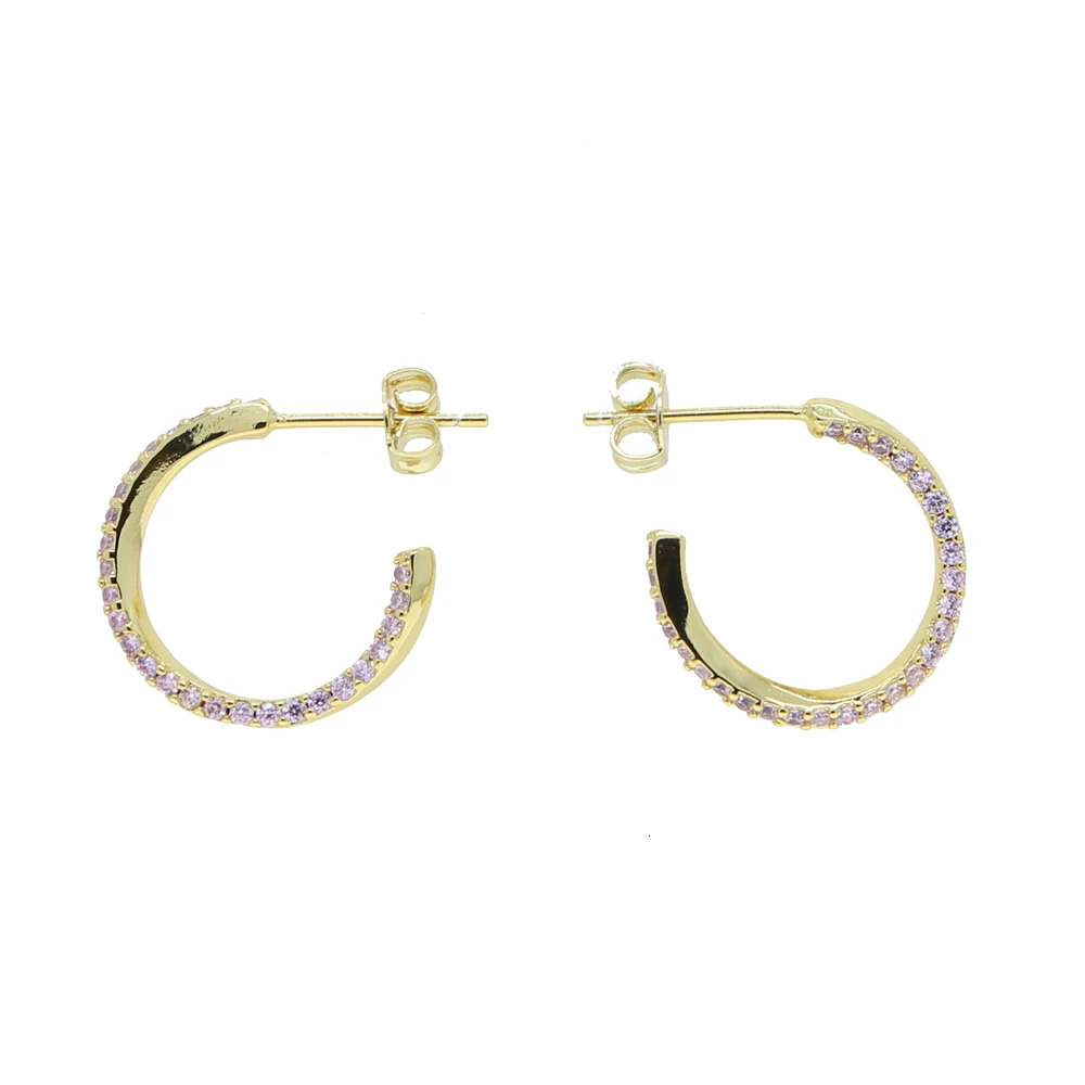 18mm Medium Pink Cz Circle Hoop Earring Top Quality Gold Plated 100 925 Sterling Silver Girl Jewelry 250930