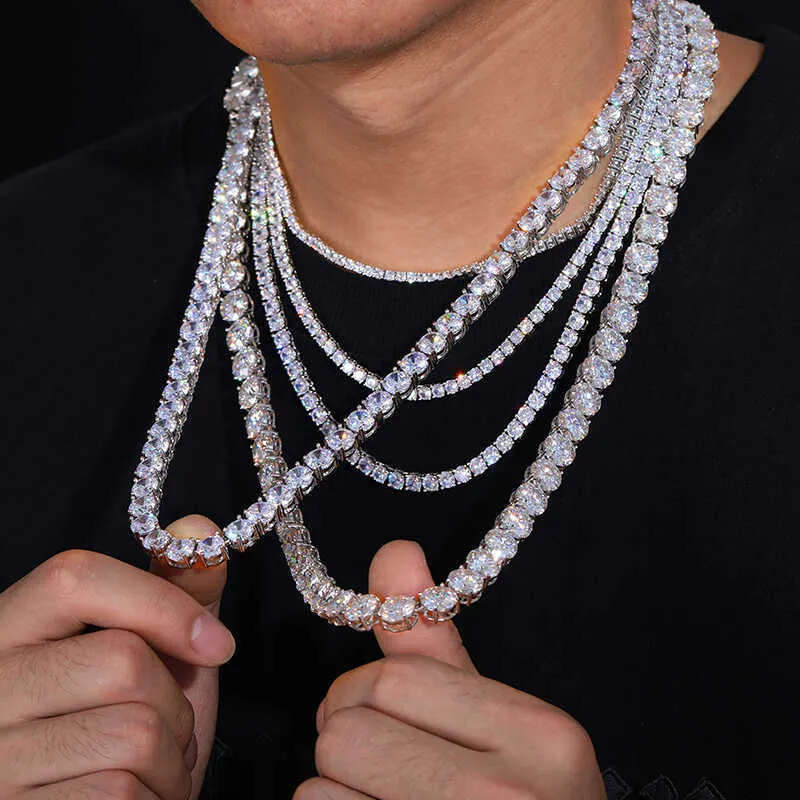 Necklace Moissanite Boutique jewelry 3mm 5mm sier VVS moissanite dia Cluster tennis chain mens and womens necklaces Free Shipping