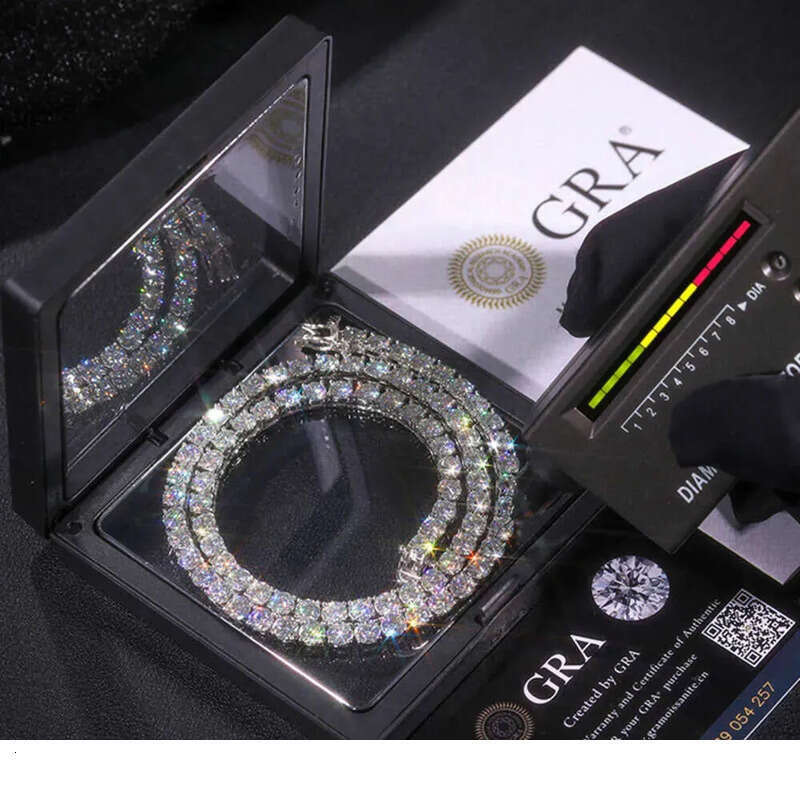 Bracelet necklace hip-hop tennis Sterg Sier VVS Moissanite Dia Cluster Iced Out Cuban Chain for Men Women