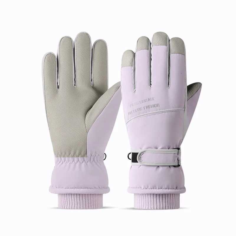 Mens and womens skiing gloves winter outdoor cycling touch screen anti slip velvet windproof warm gloves waterproof Z250925