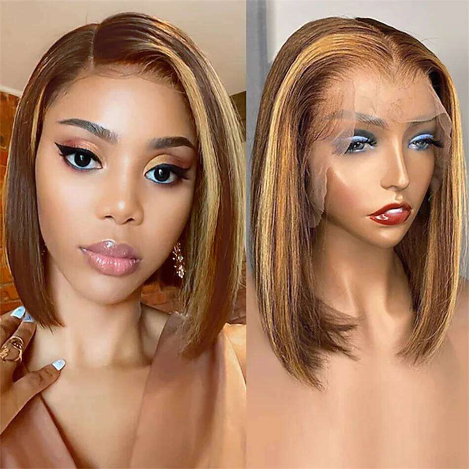 Highlight Short Straight Body Curly Bob Lace Front Human Hair Wigs Piano Cheap Wig On Clearance Seal Xiusiyuan2510