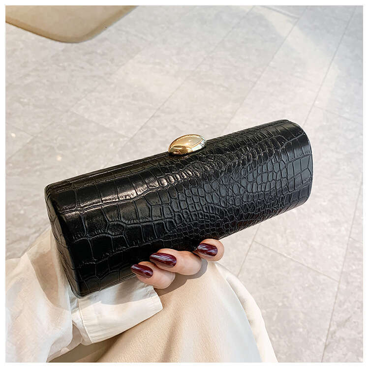 designer bag Luxury bag Warm Brown Crocodile Pattern Long Baguette Handbag Trendy Motorcycle Date Party Irregular Bag