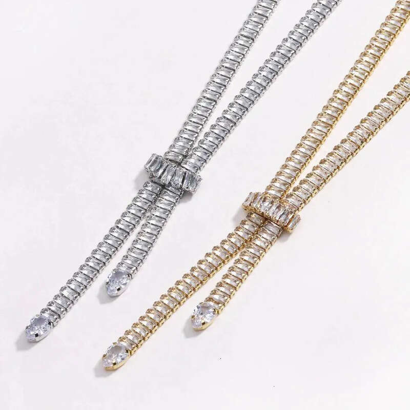 Bridal Fashion Crystal Rhinestone Choker Necklace Women Wedding Accessories Tennis Chain Zircon Chokers Jewelry Collier Femme