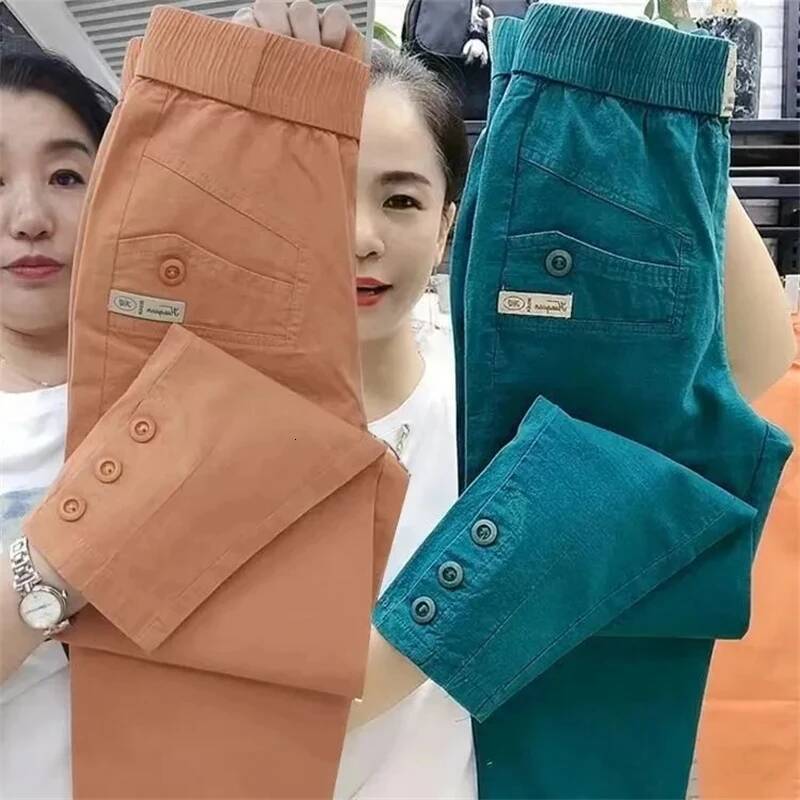 New 2025 Fashion Korean Women's Spring Summer Casual Slim Elastic Waist Pants Female Harun pants Ladies Trousers dongdumaoyi