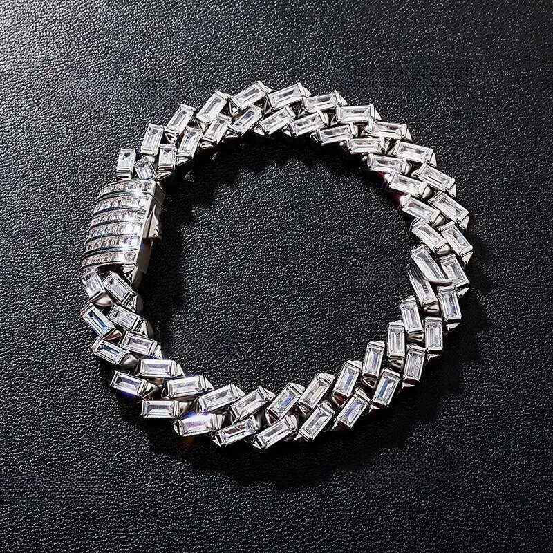moissanite necklace designer jewelry cuban k Customization Cuban Necklace Full Iced Out Hiphop Chain Pass The Dia Test chain chains for men