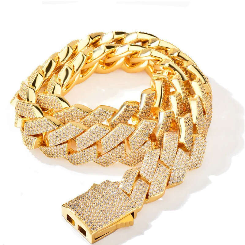 Hip Hop 20mm Dia Cuban Spring Clasp Necklace Personality Copper Inlaid Zircon Multiple Sizes Accessories Jewelry Bulk goods wholesale