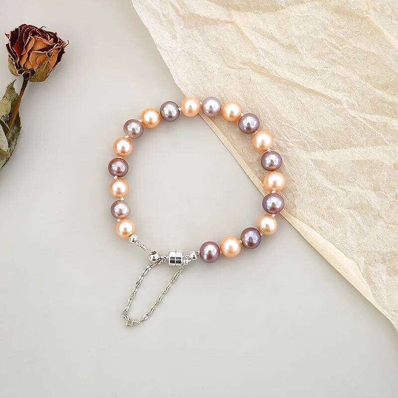 ASHIQI Natural Freshwater Pearl Women's Bracelet Sterling Sier Wedding Jewelry Gift