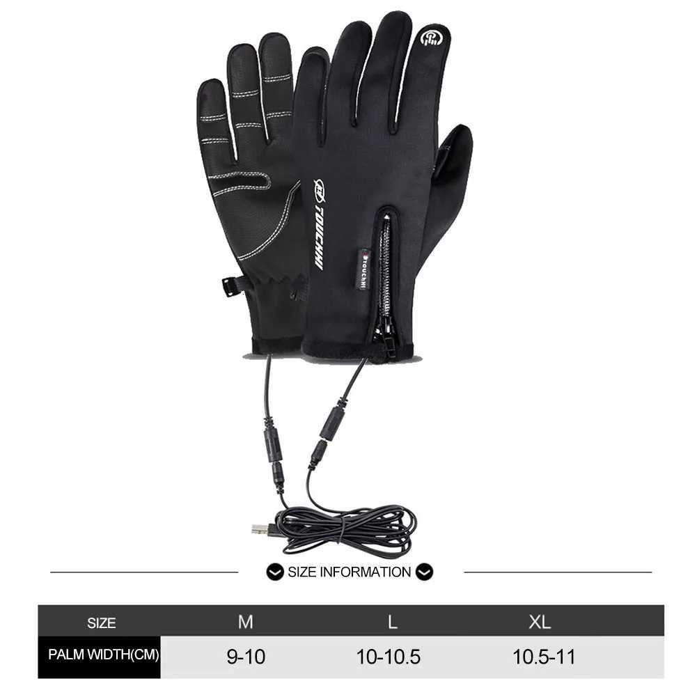 USB Touch Screen Gloves Heated Motorcycle Gloves Heating Thermal Gloves for Cycling Running Driving Hiking Walking for Women Men Z250925