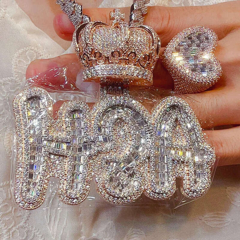 Hip Hop Fine Jewelry Dia Charm Vvs Moissanite Necklace Iced Out Chain with Custom Pendant for Men