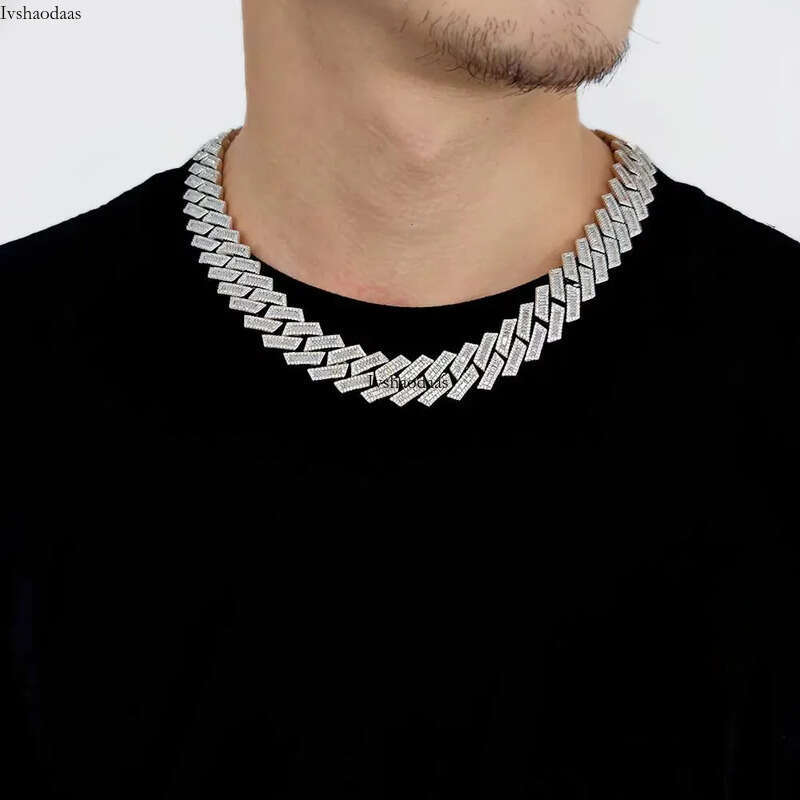 High Quality Custom Vvs Moissanite Pass Dia Tester Iced Out Sier Cuban Link Chain