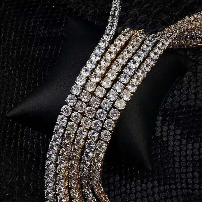 Item High Quality Hip Hop Bling Sterling Sier 3MM 4MM D Color Lab Dia Moissanite Tennis Chain