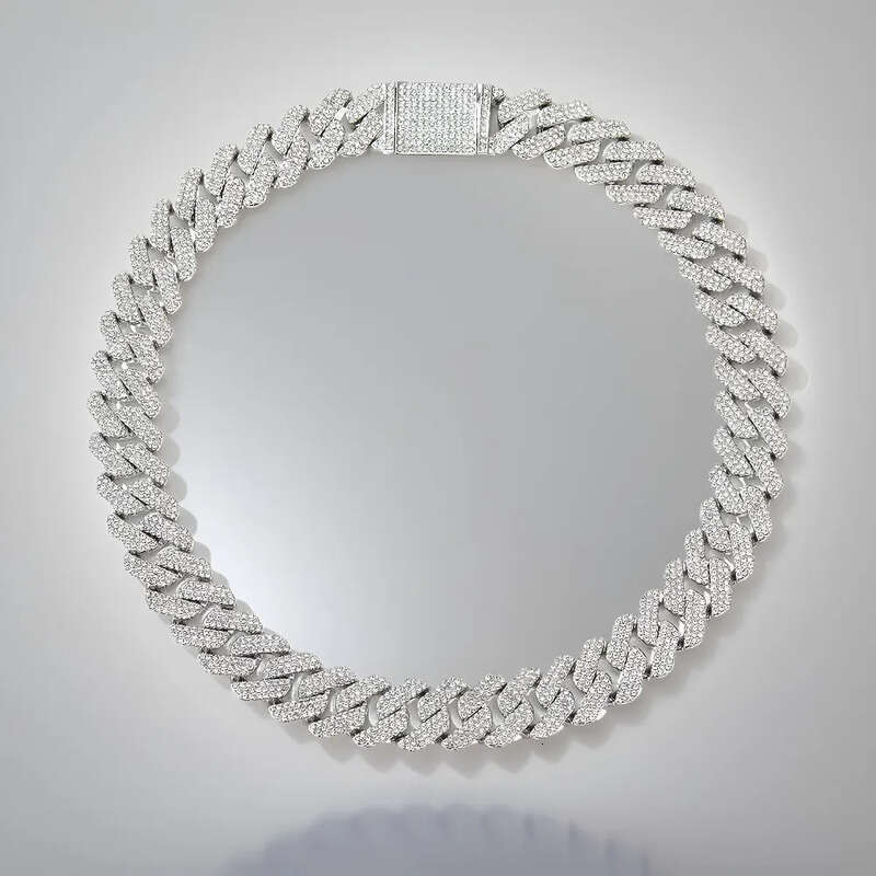 Fashion jewelry 20MM3 row moissanite hip-hop Cuban chain exaggerated rap men's designer necklace