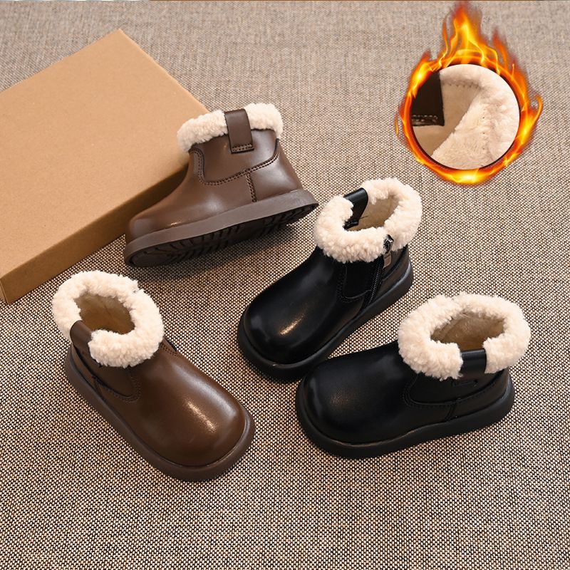 Classic Kids Snow Boots Winter Soft Fluffy Girls Boys Snow Boots Fashion Versatile Warm Kidszworld Children's Causal School Toddler Ankle Boots N