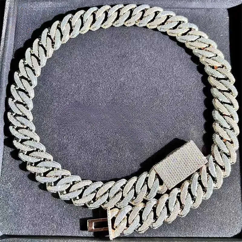 Customization Hip hop k Necklace White Gold Plated Iced Out Moissanite Dia Cuban Chain