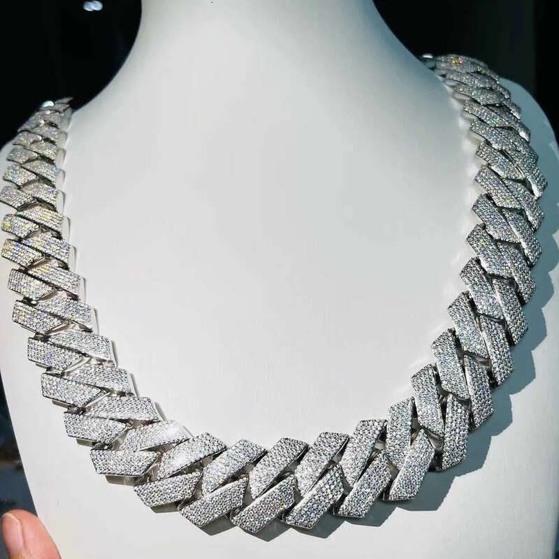 Custom Pass Test Vvs Moissanite Dia Cuban Link Chain 10mm 12mm 15mm 18mm 20mm Hip Hop Necklace Men Jewelry