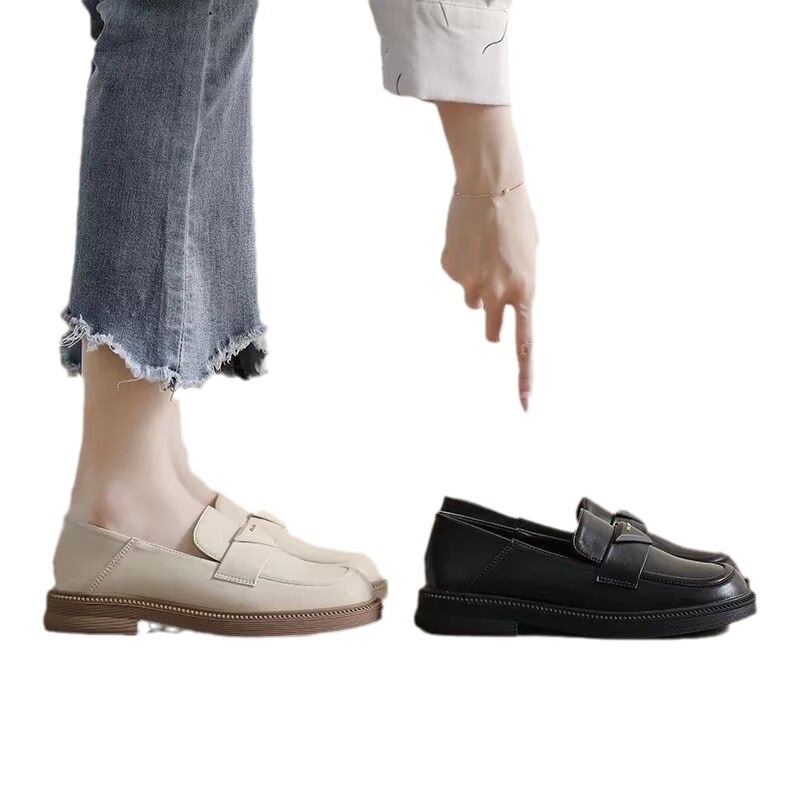 free Shipping Fashionable casual leather shoes minimalist shoes black soft soled work shoes Japanese small leather shoes women's plus size women&