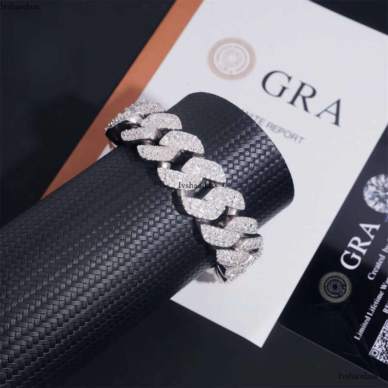 New Arrivals 18mm Man Design White Gold Jewelry Fashion Style Hip Hop S Moissanite Dia Miami Cuban Link Bracelet