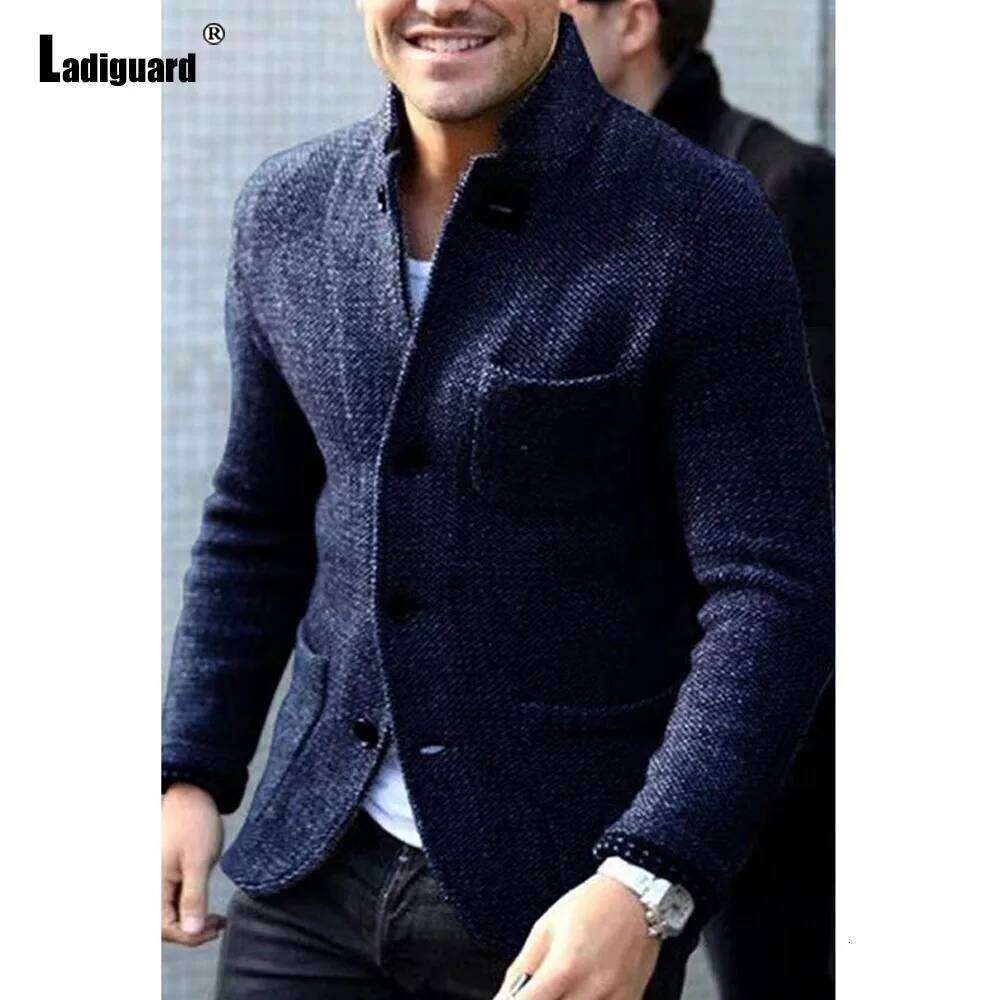 Mens Elegant Leisure Casual Knitted European Style Spring Classic Basic Jackets Men Slim Comfy Blazers Outerwear