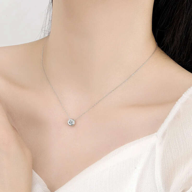 AU750 Real Gold Moissanite Dia Necklace Fine Jewelry For Woman Wedding Proposal Gift Present
