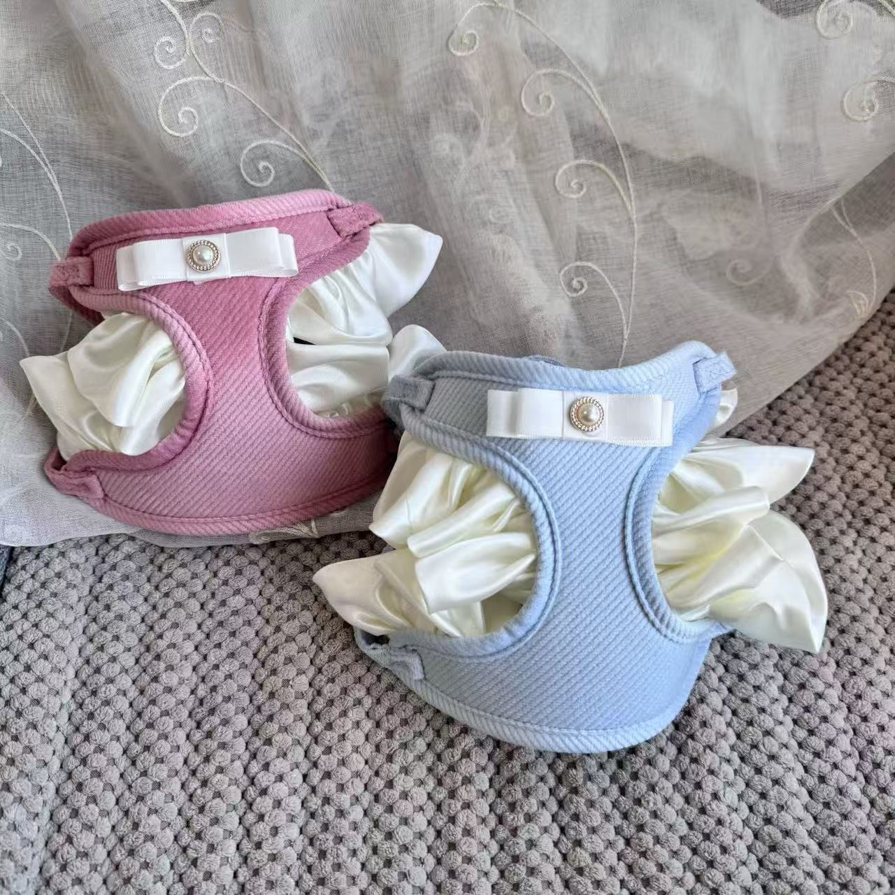 T1444 Pet Cat Dog Small Dog Vest Harness Leash Dog and Cat Walking Leash Korean Style Lace Bowknot