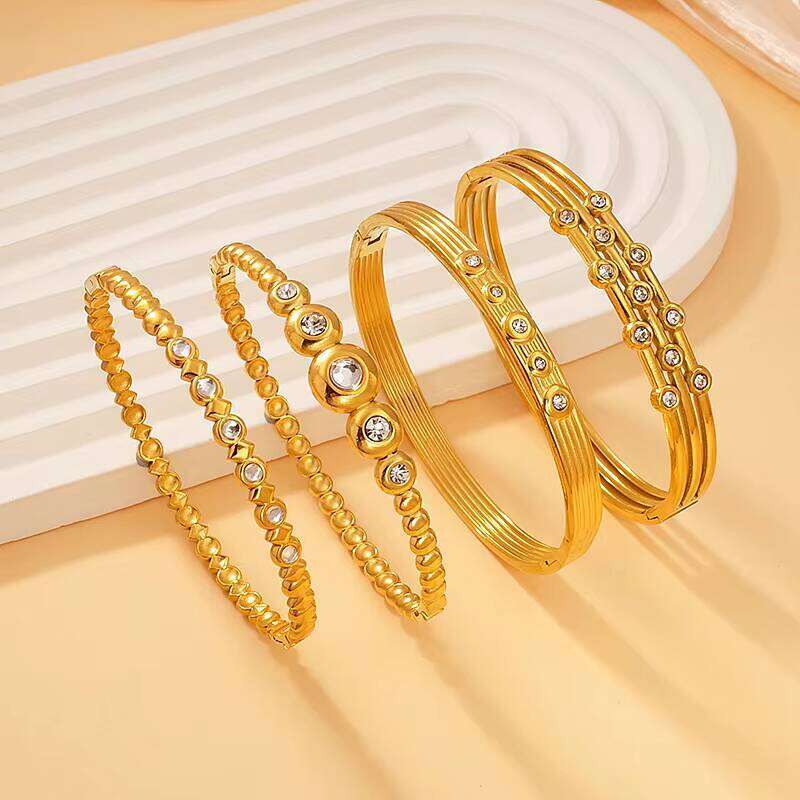 Fashion Designer sterling silver Jewelry Gold-Plated Waterproof Fine Geometric Bracelet & Bangle