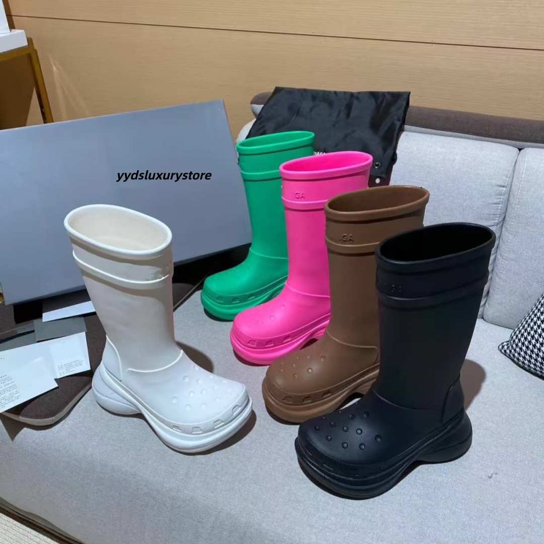 Designer Shoes luxury boots brand women's boots rain shoes top non slip rain boots British boots Gomma Leather Nylon Print Waterproof Work Shoes Outdoor Casual