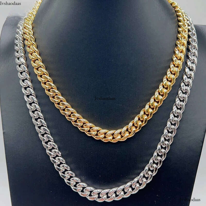 Hot sale Miami chain Stainless steel sier moissanite lock high quality 10mm 12mm 14mm 18mm cuban necklace bracelet