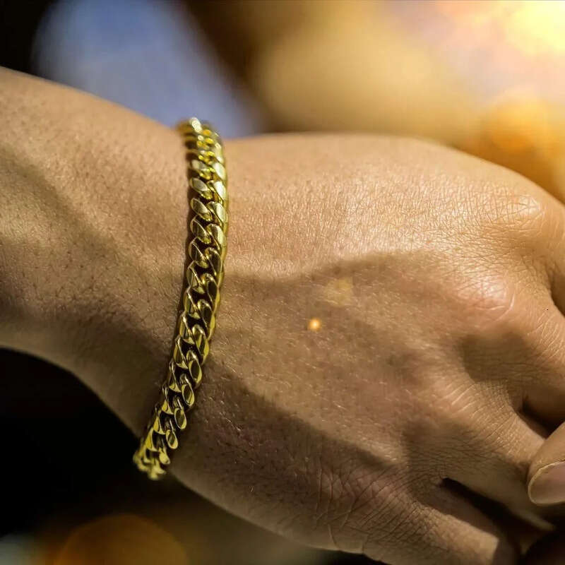 6-10mm Wide Miami Chain For Women 316L Stainless Steel Plated 14K Gold Chains High Polished Punk Cuban Link Bracelet Mens Christmas Jewelry woman Gift