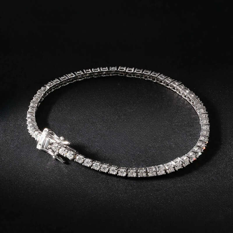 EWYA New in Real D Color Full 2mm 0.03CT Moissanite Tennis Bracelet for Women S Sier Plated Dia Link Bracelets Gift