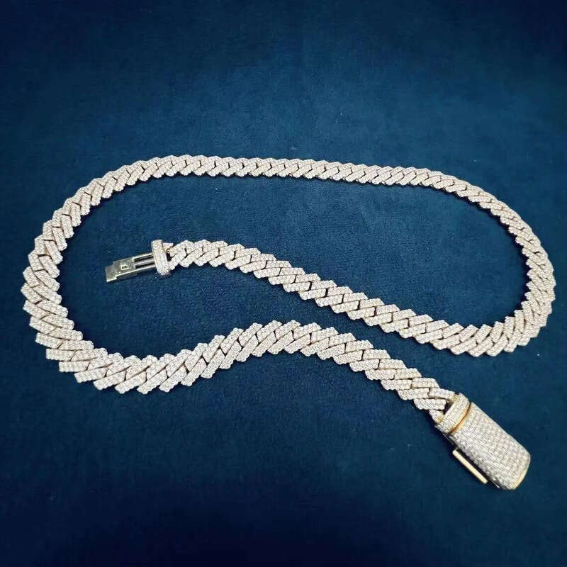 Elegant 13mm Raised Prong Set Chain Moissanite Studded Cuban Link Chains for Sale at Best Prices