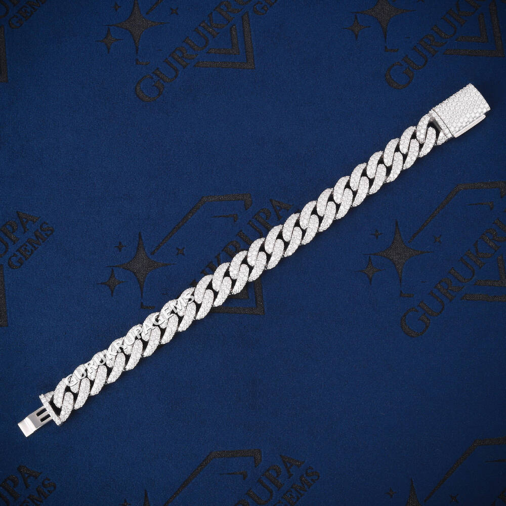 925 Silver Moissanite Iced Out Cuban Lidynamic Chain and Bracelet Combo Set Luxury Hip Hop Jewelry VVS Diamond Bling Rapper Style