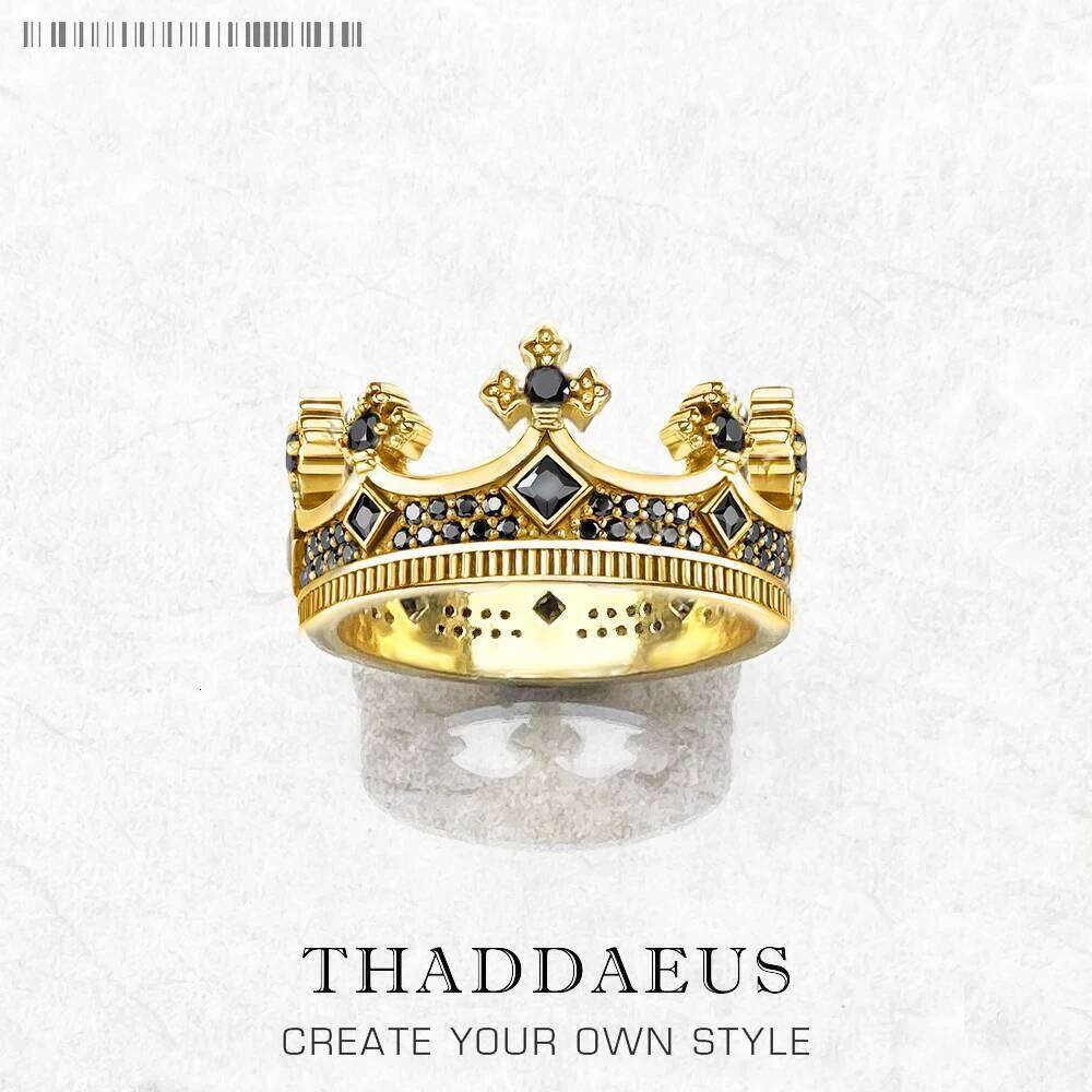 Royal Power Crown Golden Ring in Sterling Sier Victorian Vintage Gift for Men Women Europe Summer New Fine Jewelry