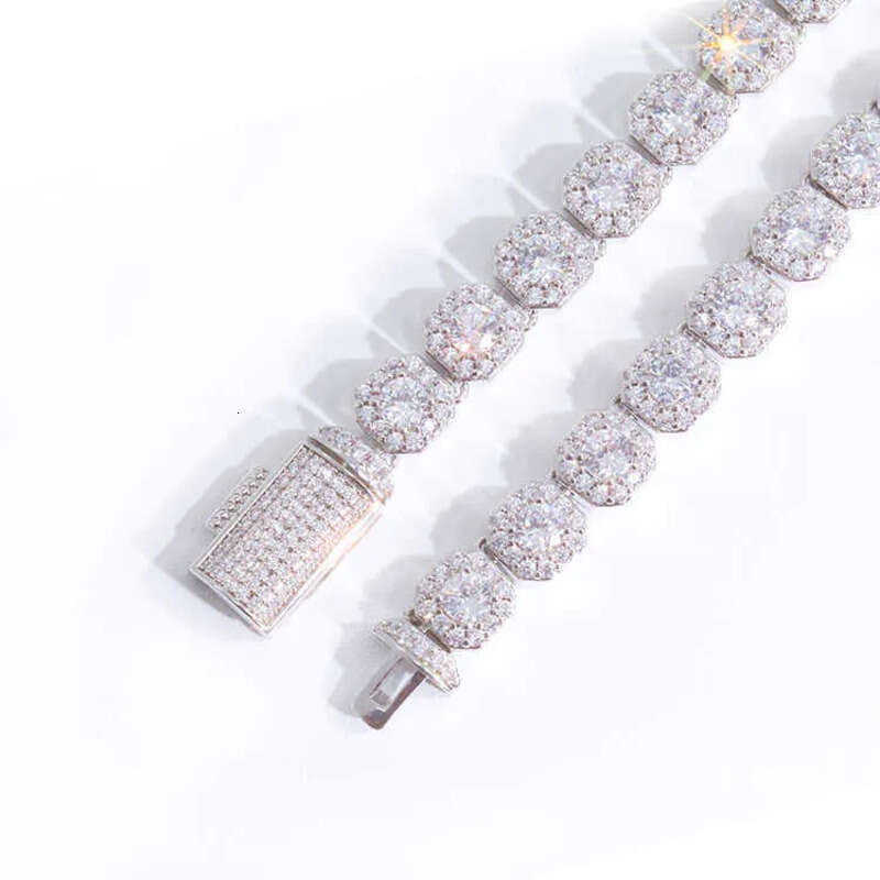 Necklace Moissanite chain bracelet Dia Custom Vvs Cuban Link S Sier 8mm 12mm Large Tennis Chain Solid Back Hiphop