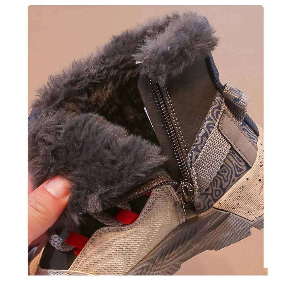 PU Leather Children's Snow 2025 Trend Fashion Kid's Plush Boots Winter Faux Fur Teenager Boy's Gril's Warm Cotton Shoes