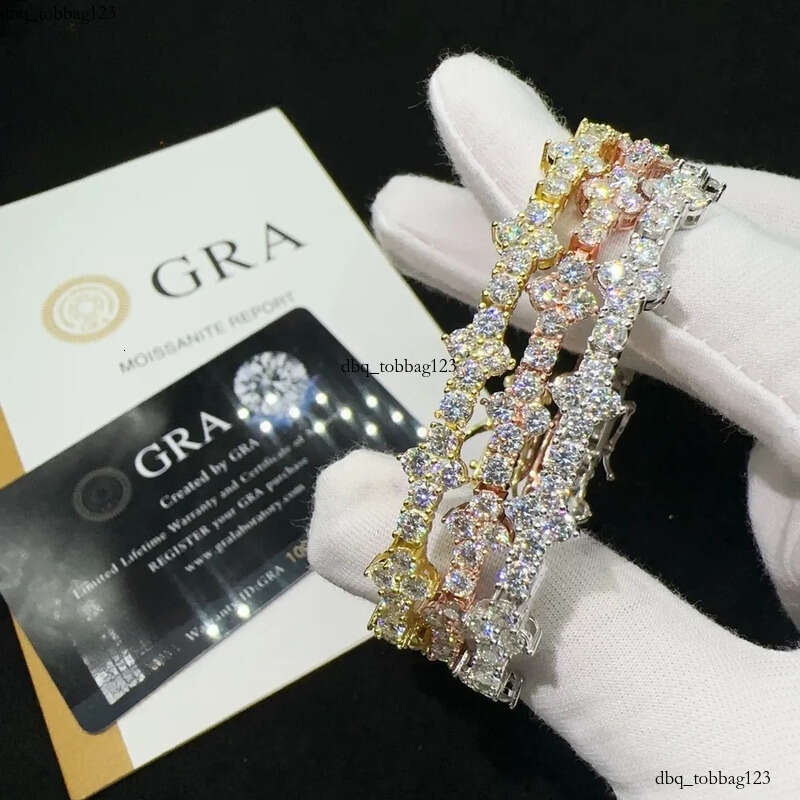 Hot Selling Sterling Sier Lab Dia Iced Out Vvs Moissanite Hip Hop Jewelry Tennis Chain Bracelet
