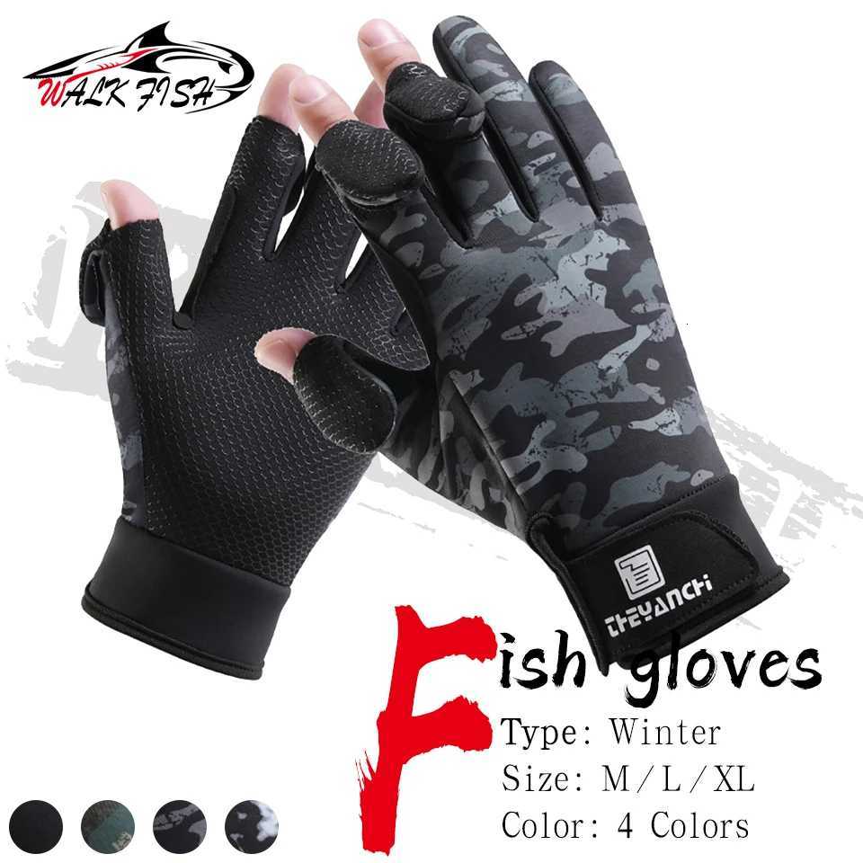 WALK FISH Fishing Gloves Flip Finger Touch Screen Thickened Silicone Antislip Waterproof Wearresistant Fall Winter Outdoor Z250925