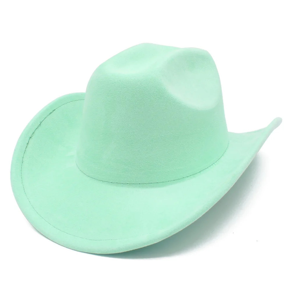 Four Seasons Suede Top Hat Women Men Fashion Fedora Hat Curved Wide Brim Western Cowboy Hat Retro Big Brim Knights Cap 250930