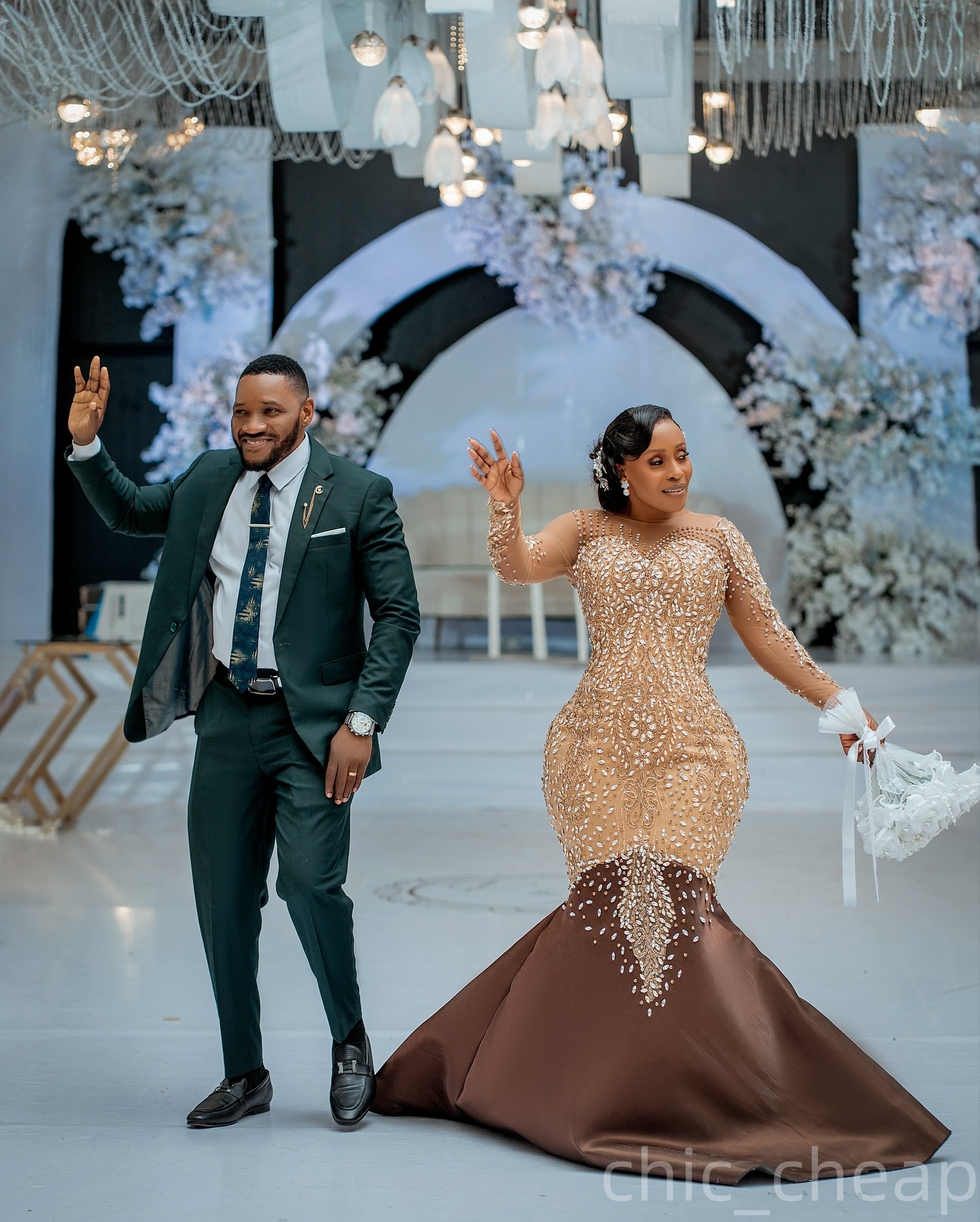 Brown Mermaid Evening Dresses Illusion Beaded Crystals Satin Lace Up Prom Formal Party Second Birthday Engagement Gowns Plus Size Dress For Special Oc